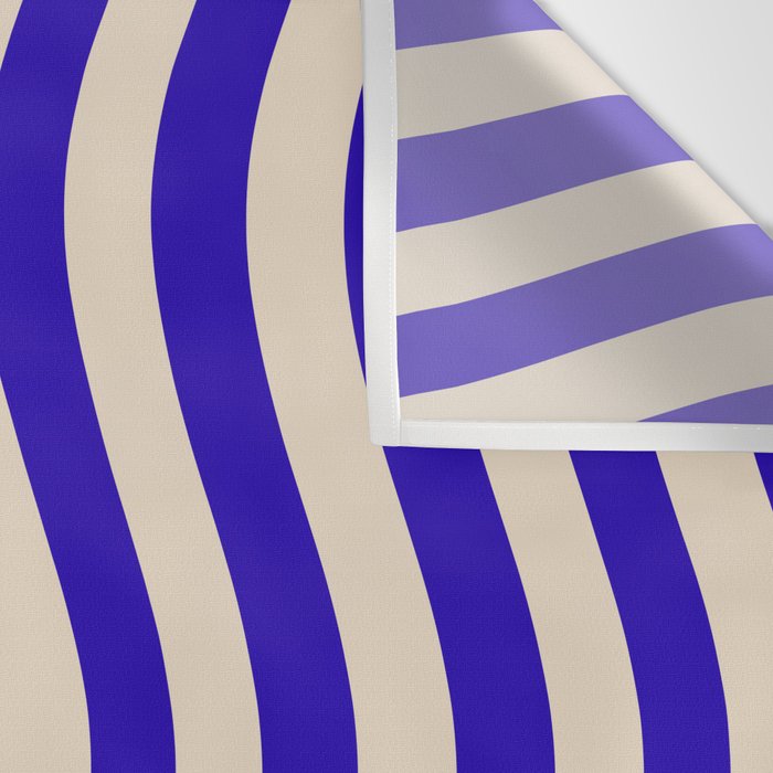Wobbly Pop Stripes Pattern in Cobalt Blue and Beige Wall Tapestry Gallery Image 3