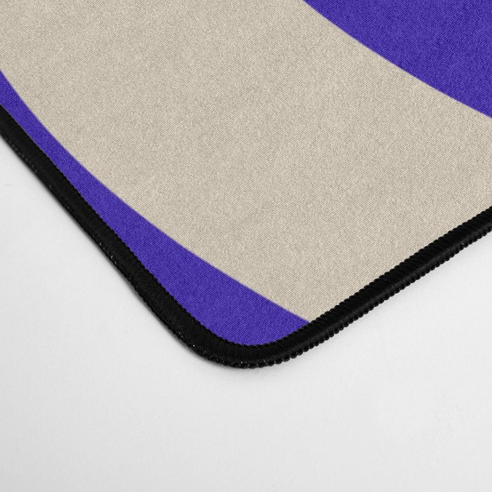 Wobbly Pop Stripes Pattern in Cobalt Blue and Beige Desk Mat Gallery Image 4