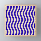 Wobbly Pop Stripes Pattern in Cobalt Blue and Beige Mini Art Print Gallery Image 1