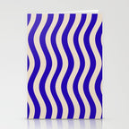 Wobbly Pop Stripes Pattern in Cobalt Blue and Beige Stationery Card Gallery Image 2
