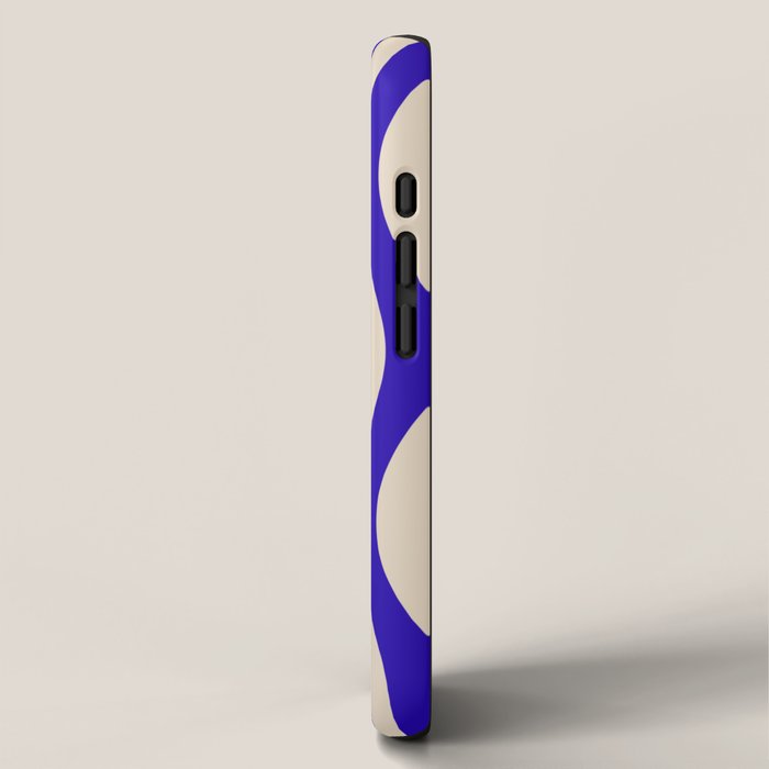 Wobbly Pop Stripes Pattern in Cobalt Blue and Beige iPhone Case Gallery Image 2