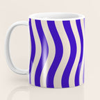 Wobbly Pop Stripes Pattern in Cobalt Blue and Beige Coffee Mug Gallery Image 3
