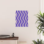 Wobbly Pop Stripes Pattern in Cobalt Blue and Beige Poster Gallery Image 2