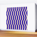 Wobbly Pop Stripes Pattern in Cobalt Blue and Beige Wall Mural Gallery Image 2