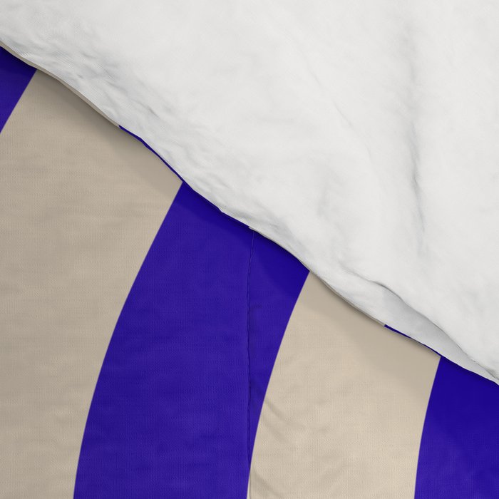 Wobbly Pop Stripes Pattern in Cobalt Blue and Beige Comforter Gallery Image 4