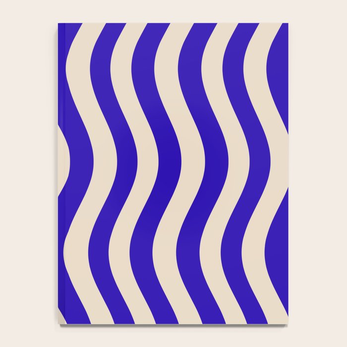 Wobbly Pop Stripes Pattern in Cobalt Blue and Beige Notebook Gallery Image 4
