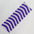 Wobbly Pop Stripes Pattern in Cobalt Blue and Beige Yoga Mat Gallery Image 1