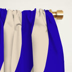 Wobbly Pop Stripes Pattern in Cobalt Blue and Beige Window Curtain Gallery Image 2