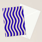 Wobbly Pop Stripes Pattern in Cobalt Blue and Beige Stationery Card Gallery Image 2