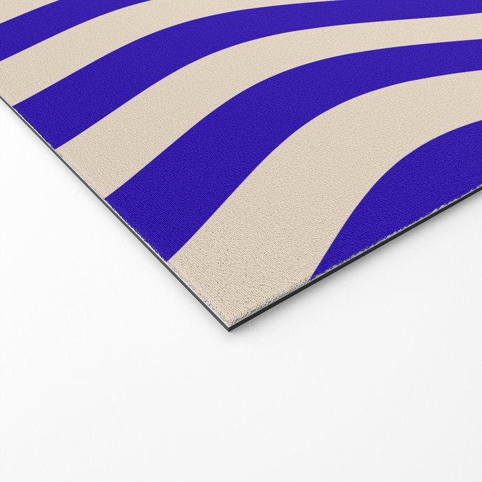 Wobbly Pop Stripes Pattern in Cobalt Blue and Beige Welcome Mat Gallery Image 2