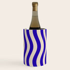 Wobbly Pop Stripes Pattern in Cobalt Blue and Beige Wine Chiller Gallery Image 1