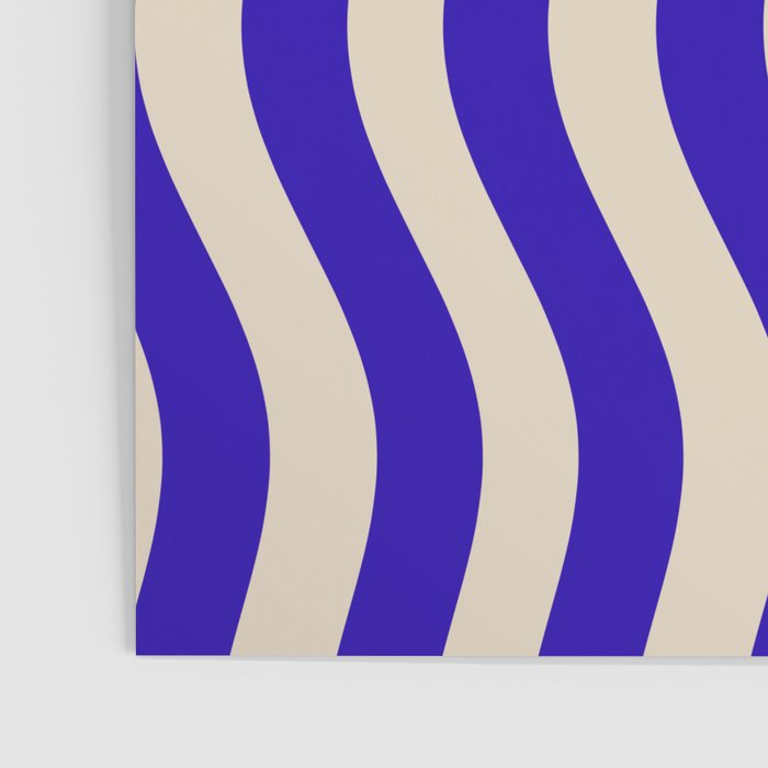 Wobbly Pop Stripes Pattern in Cobalt Blue and Beige Poster Gallery Image 3