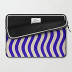 Wobbly Pop Stripes Pattern in Cobalt Blue and Beige Laptop Sleeve Gallery Image 2
