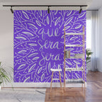 Whatever Will Be Will Be - Illustrated - White Ink on Lavender Wall Mural Gallery Image 1