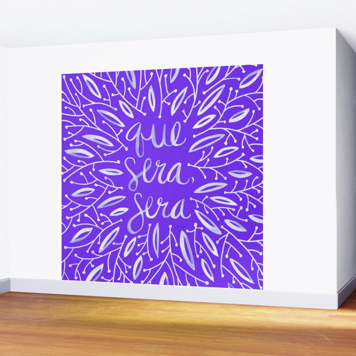 Whatever Will Be Will Be - Illustrated - White Ink on Lavender Wall Mural Gallery Image 2