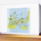 Map of Northern Michigan - Pasty Tour in Blue Wall Mural Gallery Image 2