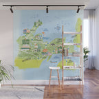 Map of Northern Michigan - Pasty Tour in Blue Wall Mural Gallery Image 1