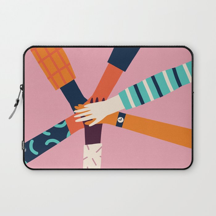 Holding hands circle Laptop Sleeve Gallery Image 1