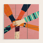Holding hands circle Wood Wall Art Gallery Image 1