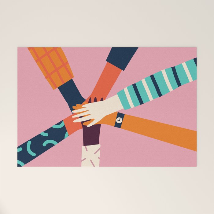 Holding hands circle Welcome Mat Gallery Image 1