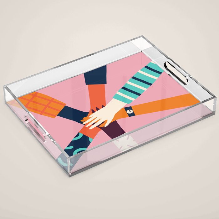 Holding hands circle Acrylic Tray Gallery Image 1