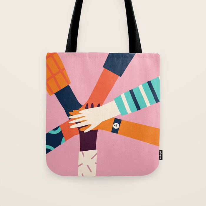 Holding hands circle Tote Bag Gallery Image 1