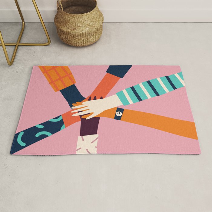 Holding hands circle Rug Gallery Image 1