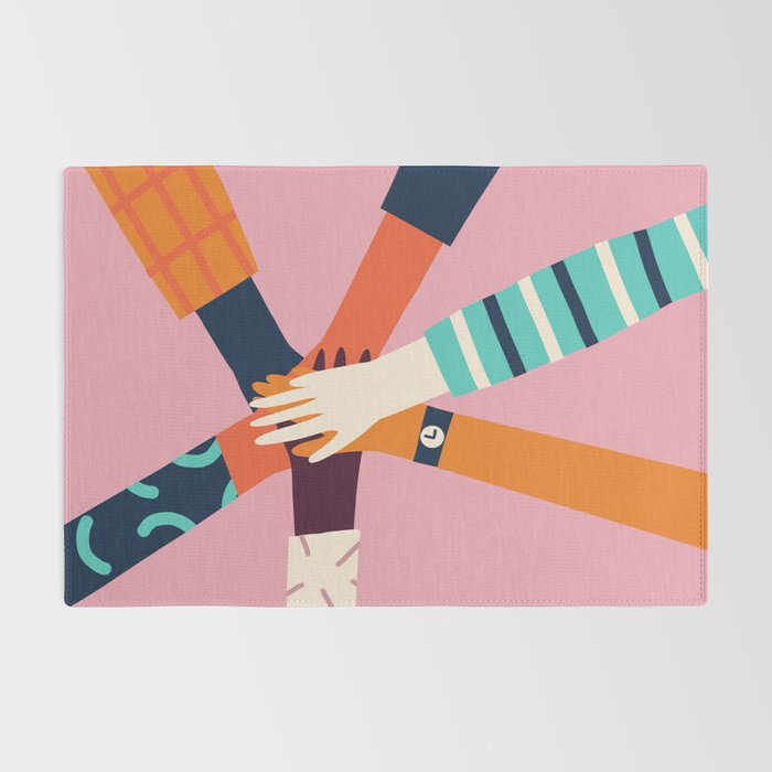 Holding hands circle Rug Gallery Image 2