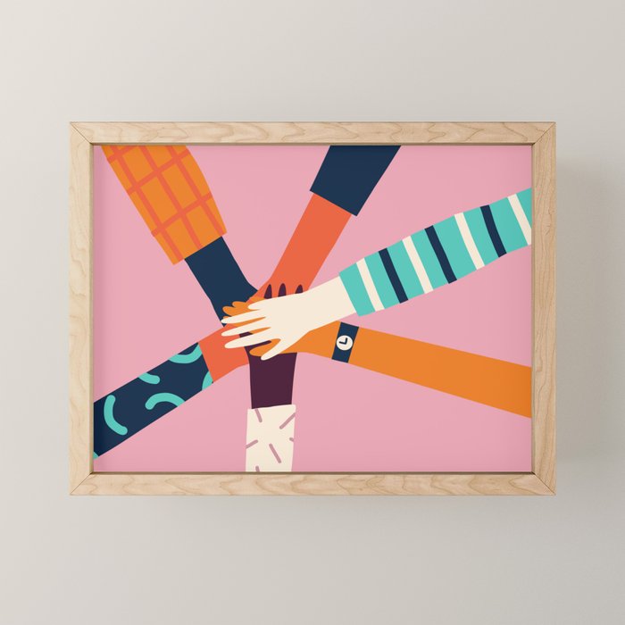 Holding hands circle Mini Art Print Gallery Image 1