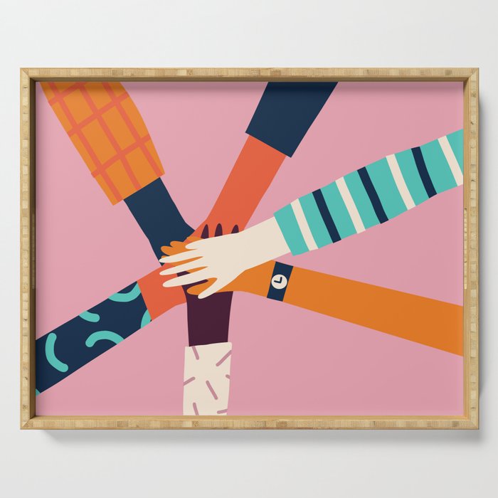 Holding hands circle Serving Tray Gallery Image 1