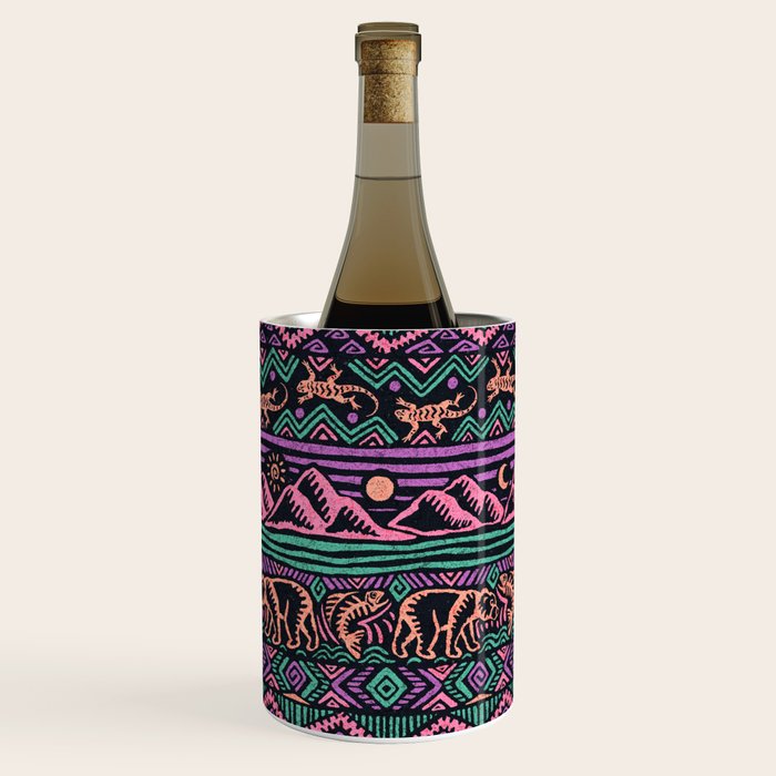 Mangatsika Mountain Stripe - Peach, Teal, Purple Wine Chiller Gallery Image 1
