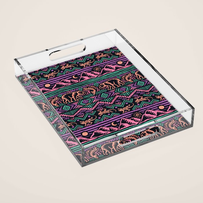 Mangatsika Mountain Stripe - Peach, Teal, Purple Acrylic Tray Gallery Image 1