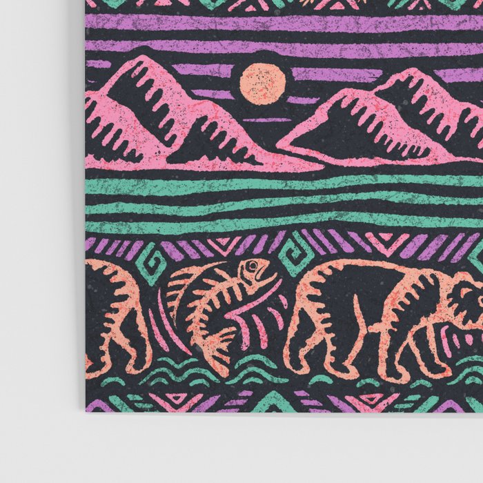 Mangatsika Mountain Stripe - Peach, Teal, Purple Poster Gallery Image 3