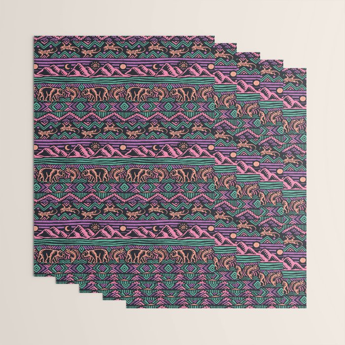 Mangatsika Mountain Stripe - Peach, Teal, Purple Wrapping Paper Gallery Image 3