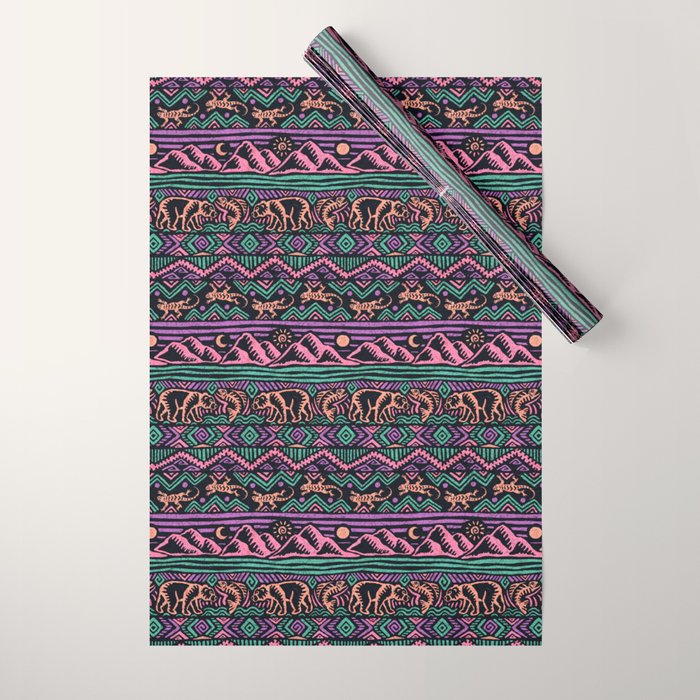 Mangatsika Mountain Stripe - Peach, Teal, Purple Wrapping Paper Gallery Image 1