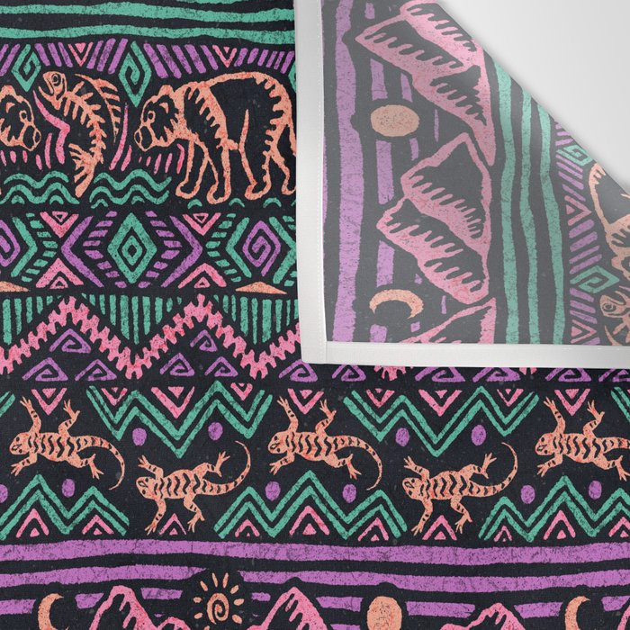 Mangatsika Mountain Stripe - Peach, Teal, Purple Wall Tapestry Gallery Image 3