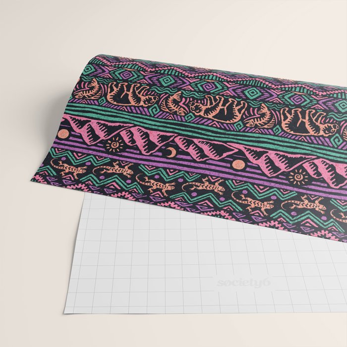 Mangatsika Mountain Stripe - Peach, Teal, Purple Wrapping Paper Gallery Image 2
