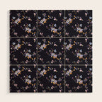 Tossed Watercolor Wildflowers - Midnight Wood Wall Art Gallery Image 1