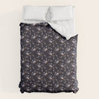 Tossed Watercolor Wildflowers - Midnight Duvet Cover Gallery Image 6