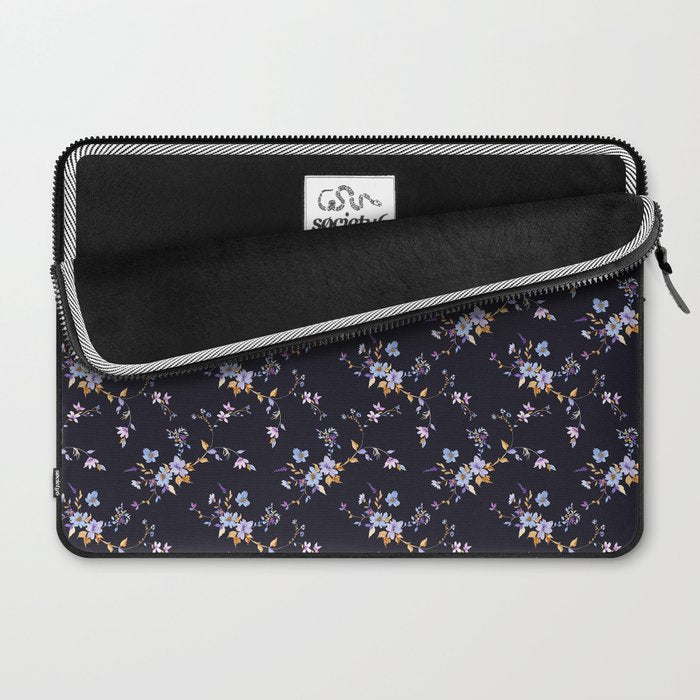 Tossed Watercolor Wildflowers - Midnight Laptop Sleeve Gallery Image 2