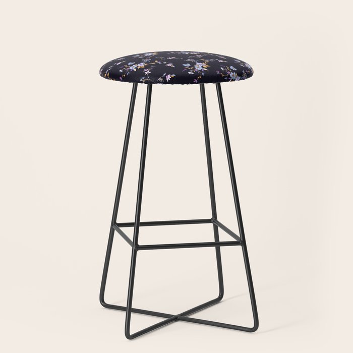 Tossed Watercolor Wildflowers - Midnight Stool Gallery Image 1