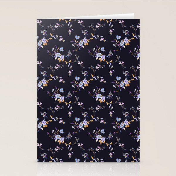Tossed Watercolor Wildflowers - Midnight Stationery Card Gallery Image 2