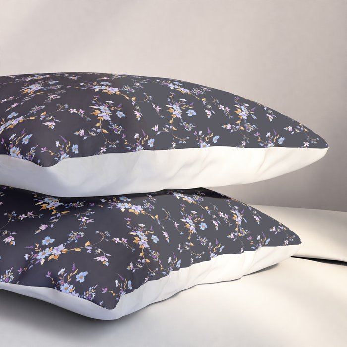 Tossed Watercolor Wildflowers - Midnight Pillow Sham Gallery Image 3