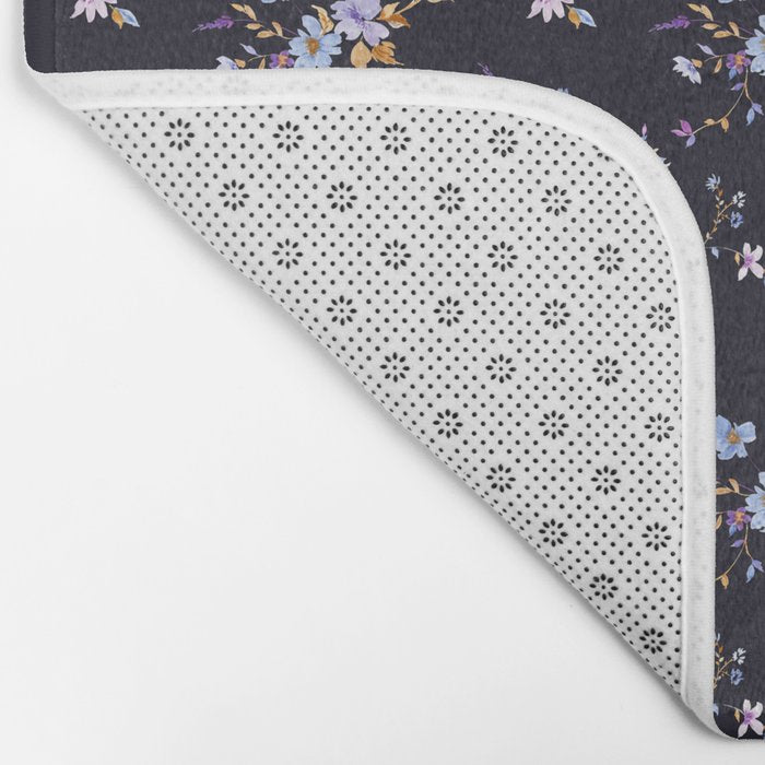 Tossed Watercolor Wildflowers - Midnight Bath Mat Gallery Image 2
