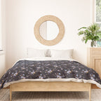 Tossed Watercolor Wildflowers - Midnight Duvet Cover Gallery Image 3