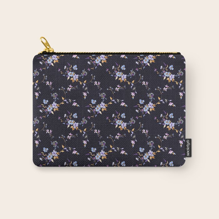 Tossed Watercolor Wildflowers - Midnight Carry All Pouch Gallery Image 1