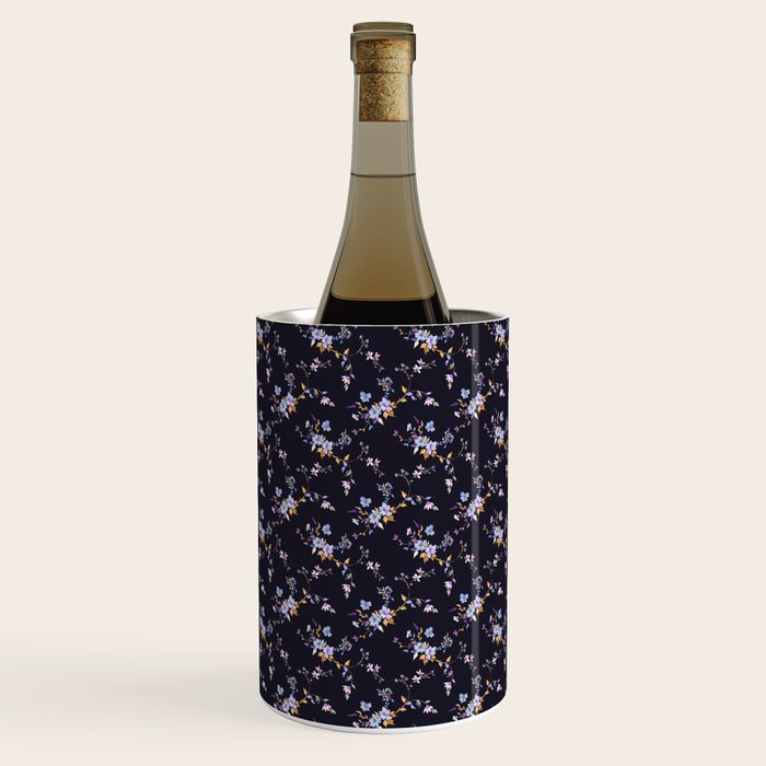Tossed Watercolor Wildflowers - Midnight Wine Chiller Gallery Image 2