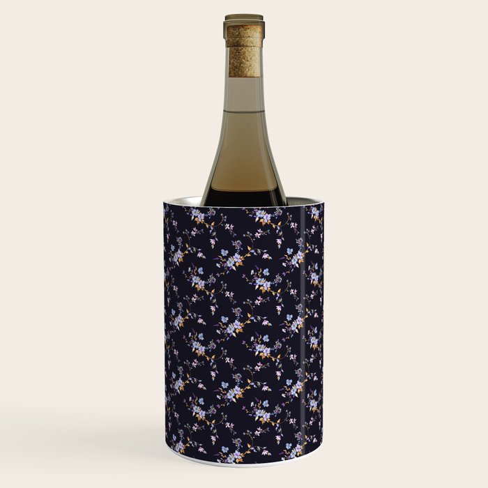 Tossed Watercolor Wildflowers - Midnight Wine Chiller Gallery Image 1