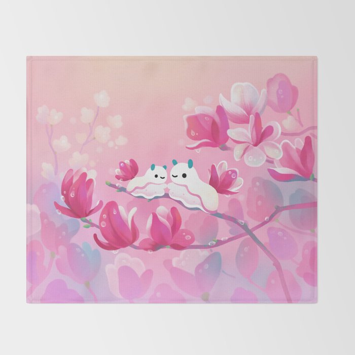 Magnolia sea slug Throw Blanket Gallery Image 2