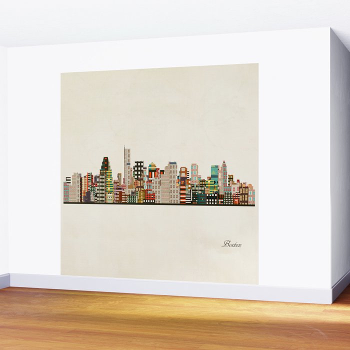 boston city skyline Wall Mural Gallery Image 2